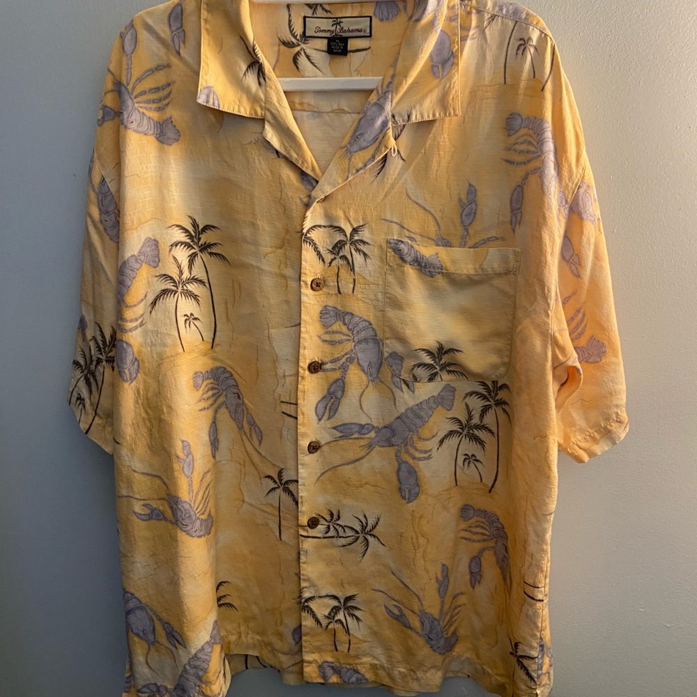 Tommy Bahama Yellow and Cream Silk Shirt